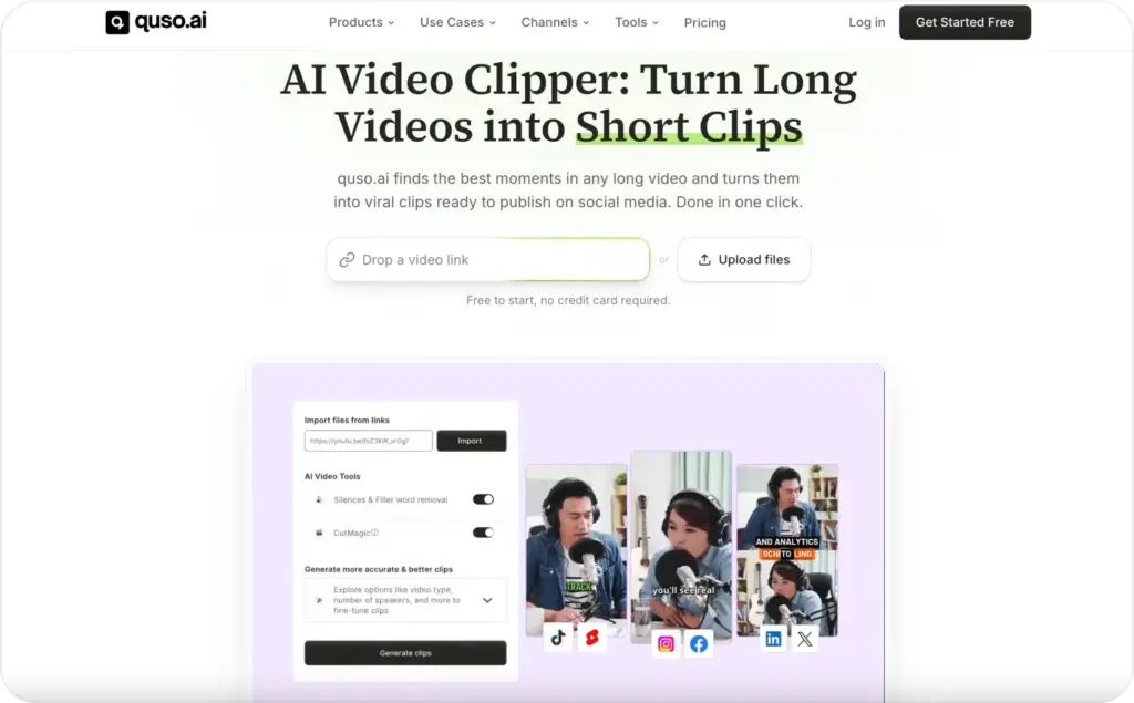 Quso.ai landing page