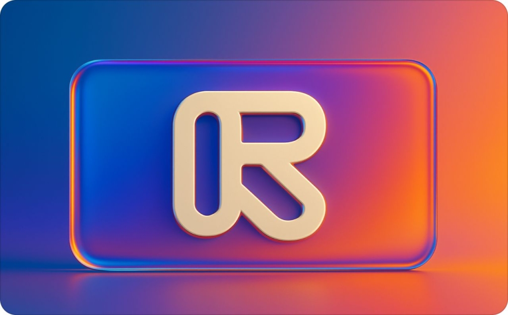 3D logo with the letters of Runaway combined in a rounded, gold design on a gradient background of blue, purple, and orange.