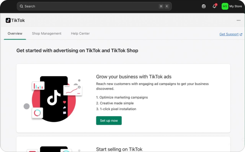 TikTok on Shopify, setting up your account