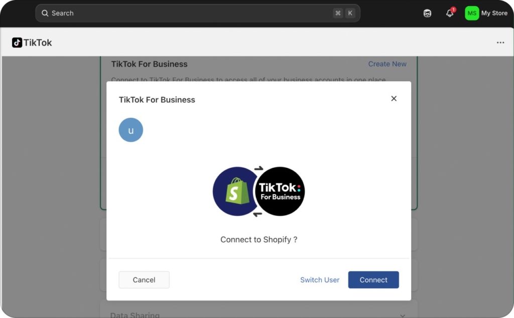 TikTok on Shopify, connecting TikTok to Shopify
