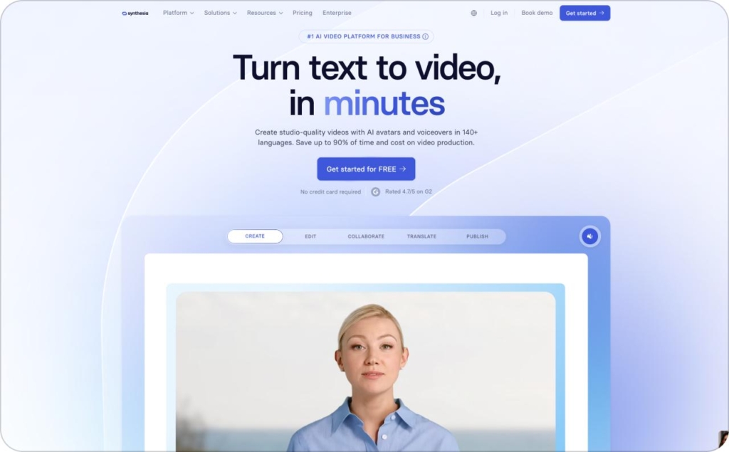 Synthesia landing page screenshot