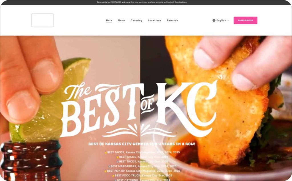 TACO NACO KC landing page screenshot