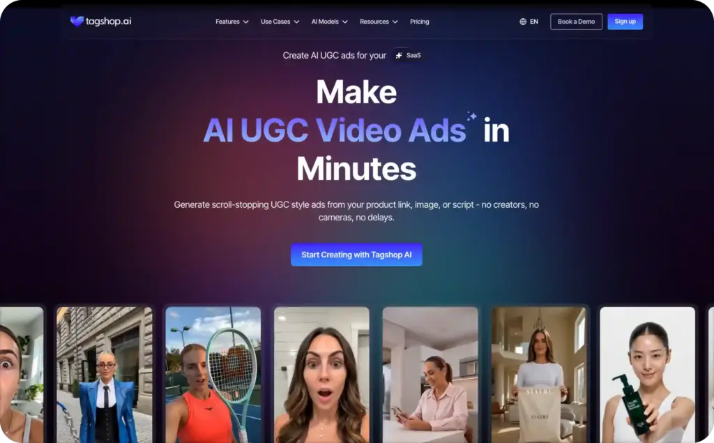 Tagshop AI landing page