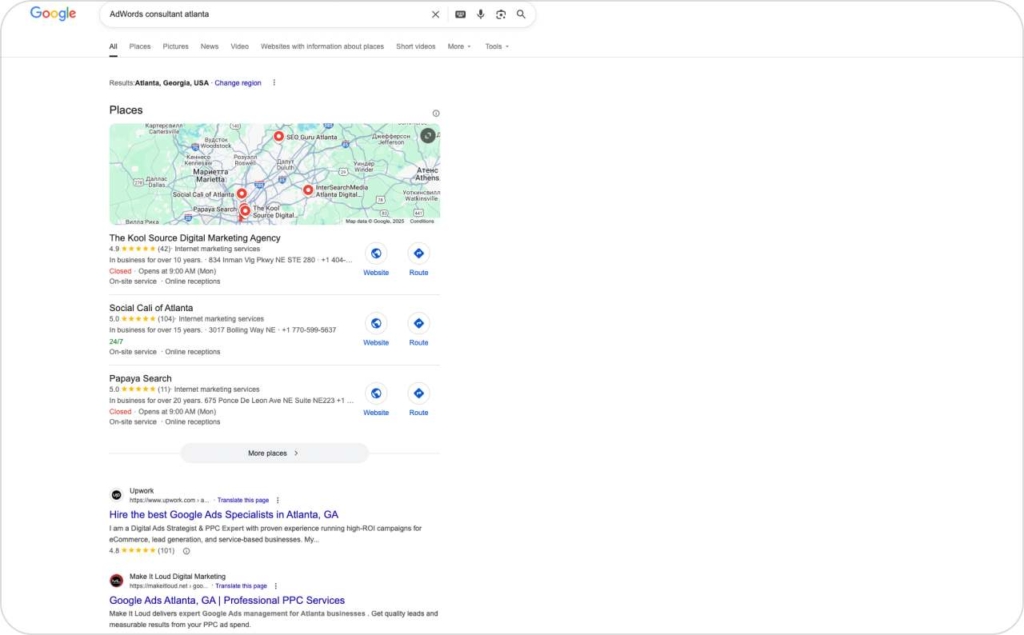 Google search screenshot