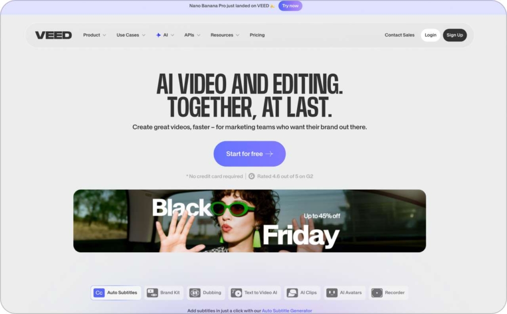 VEED landing page screenshot