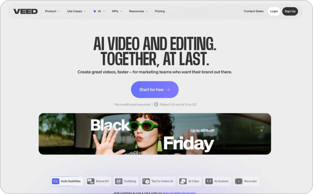 Veed.io landing page screenshot