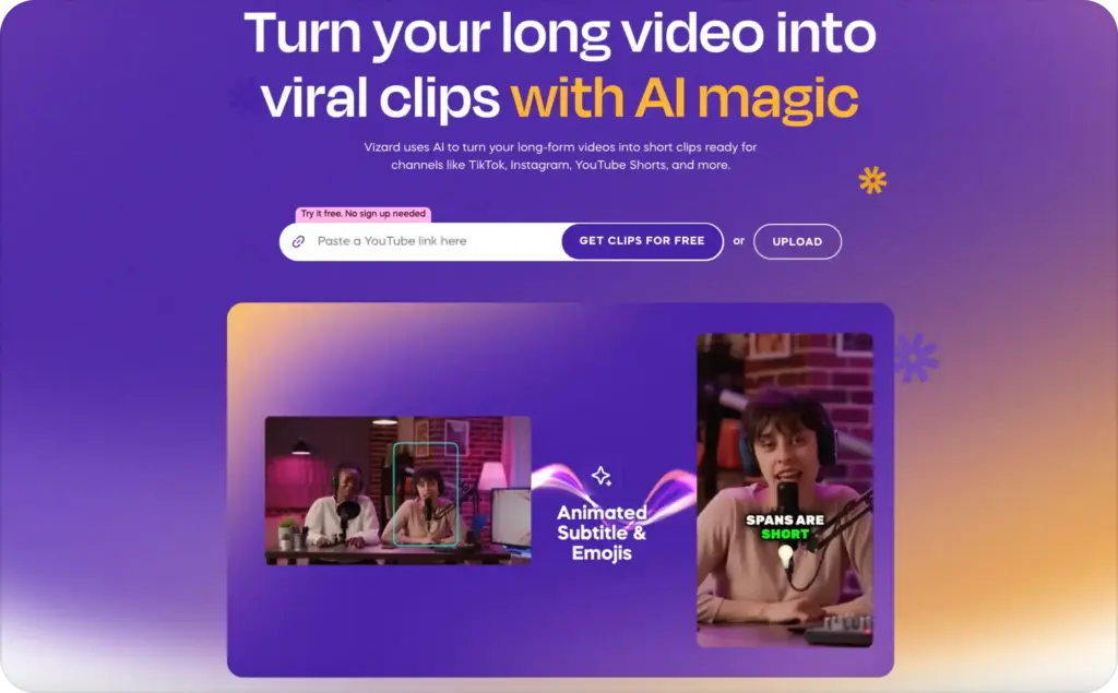 Vizard landing page