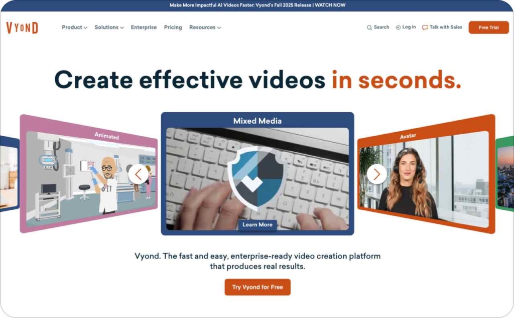 Vyond AI landing page screenshot 