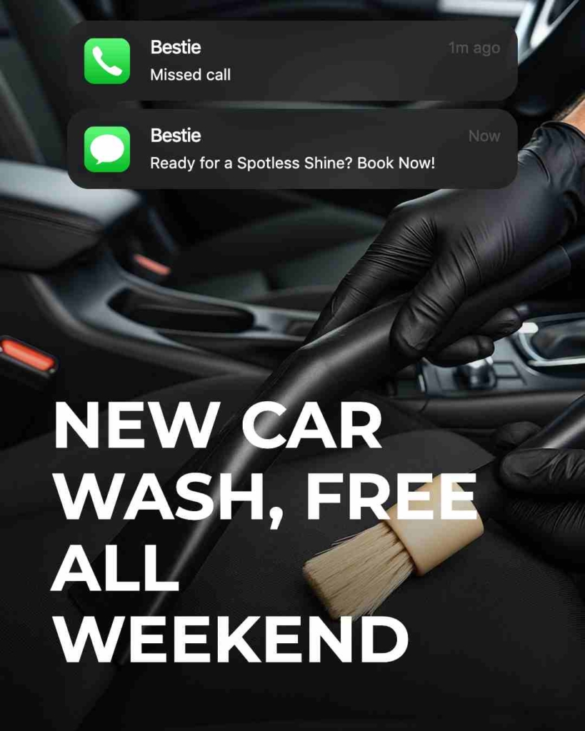 Zeely AI ad portraying a process of cleaning car inside