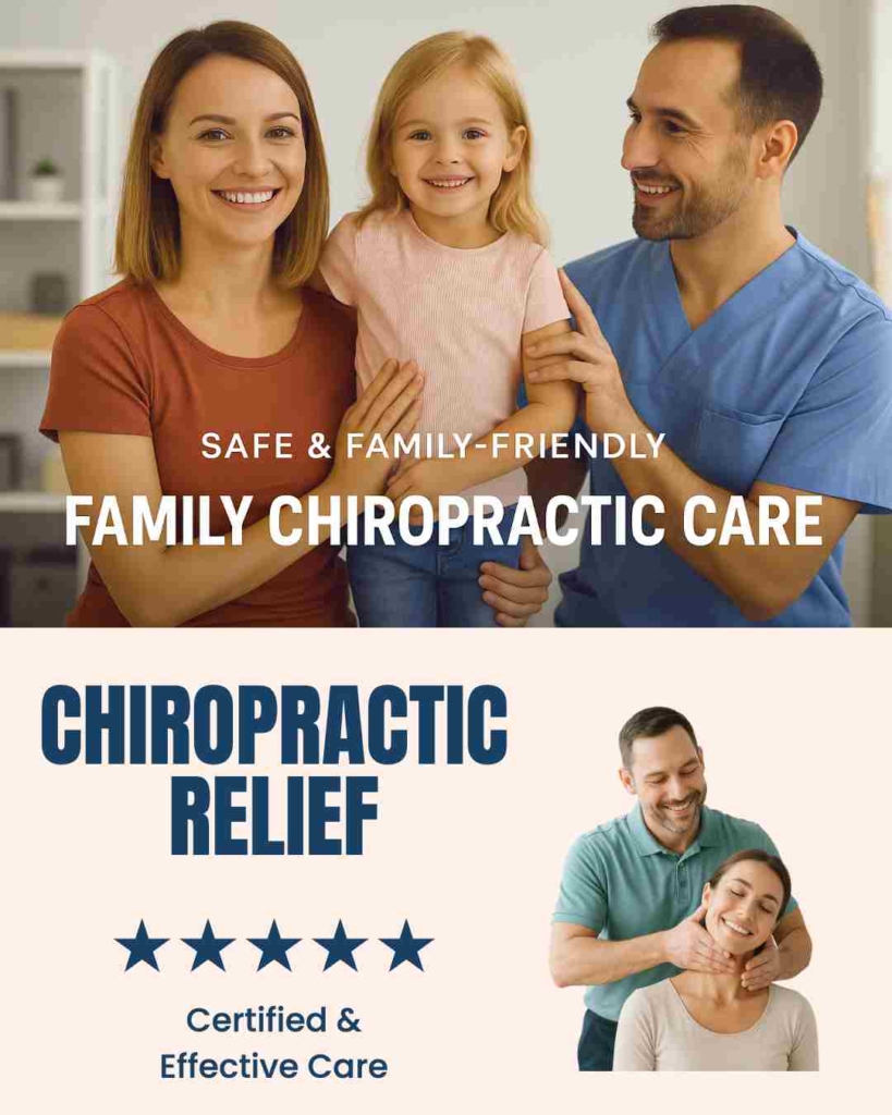 Zeely AI ad portraying a chiropractor and a family