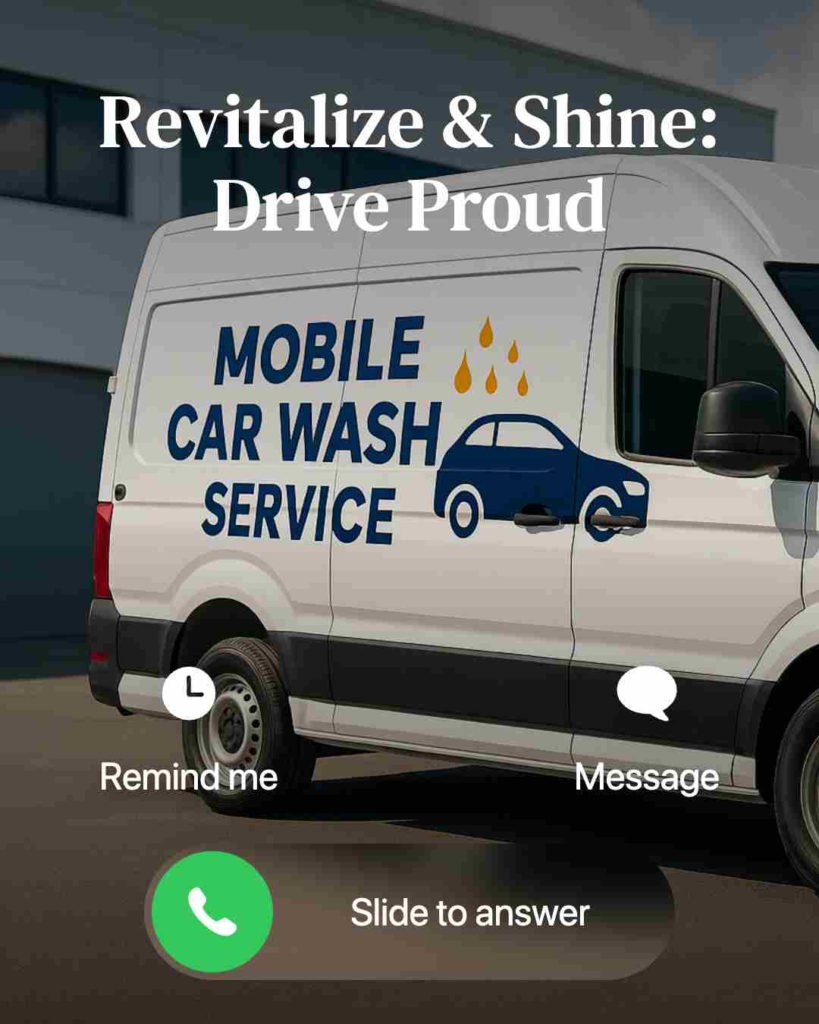 Zeely AI ad portraying a car wash advertising on van