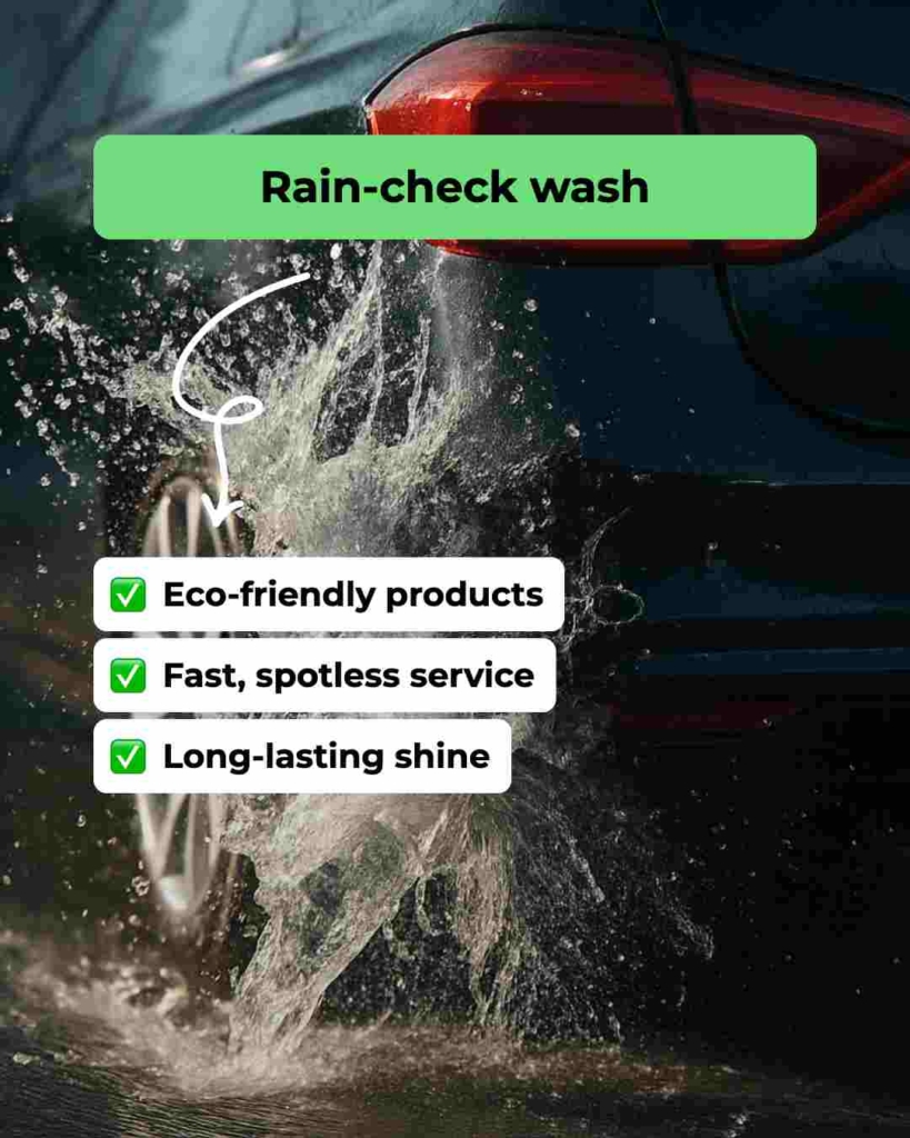 Zeely AI ad portraying a rain-check wash