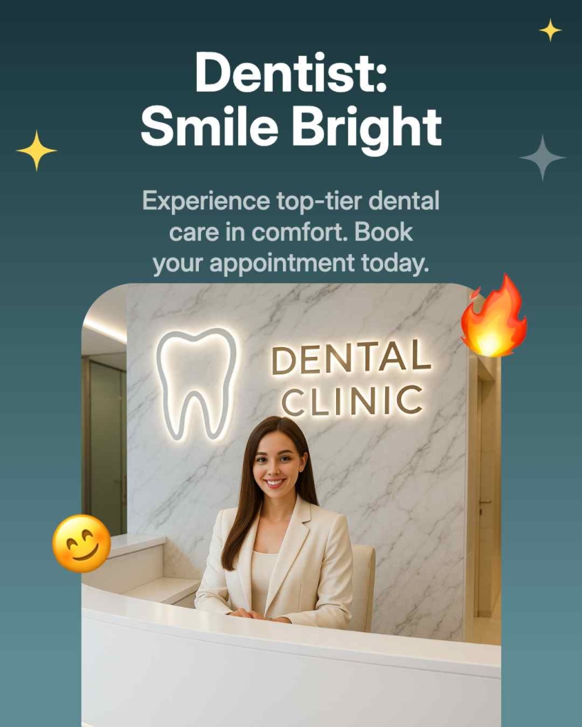 Zeely AI ad portraying a dental clinic receptionist