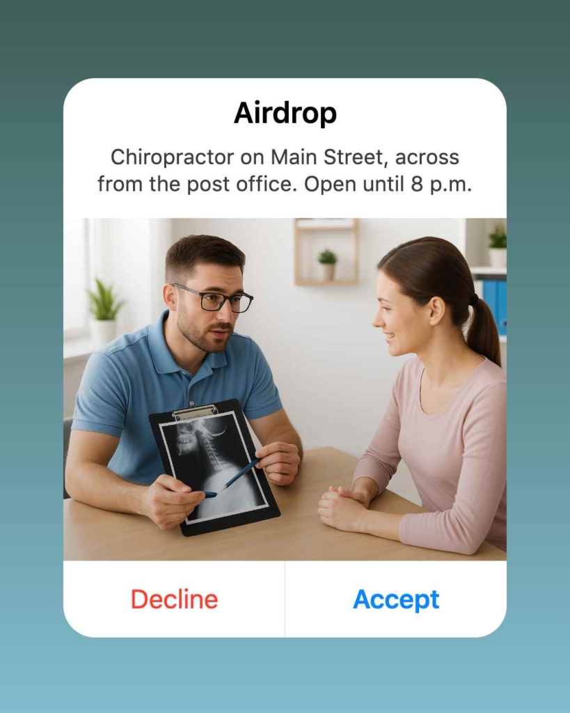 Zeely AI chiropractor ad portraying a chiropractor and a client