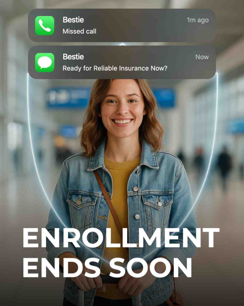 Zeely AI ad portraying a woman protected by insurance during her travel