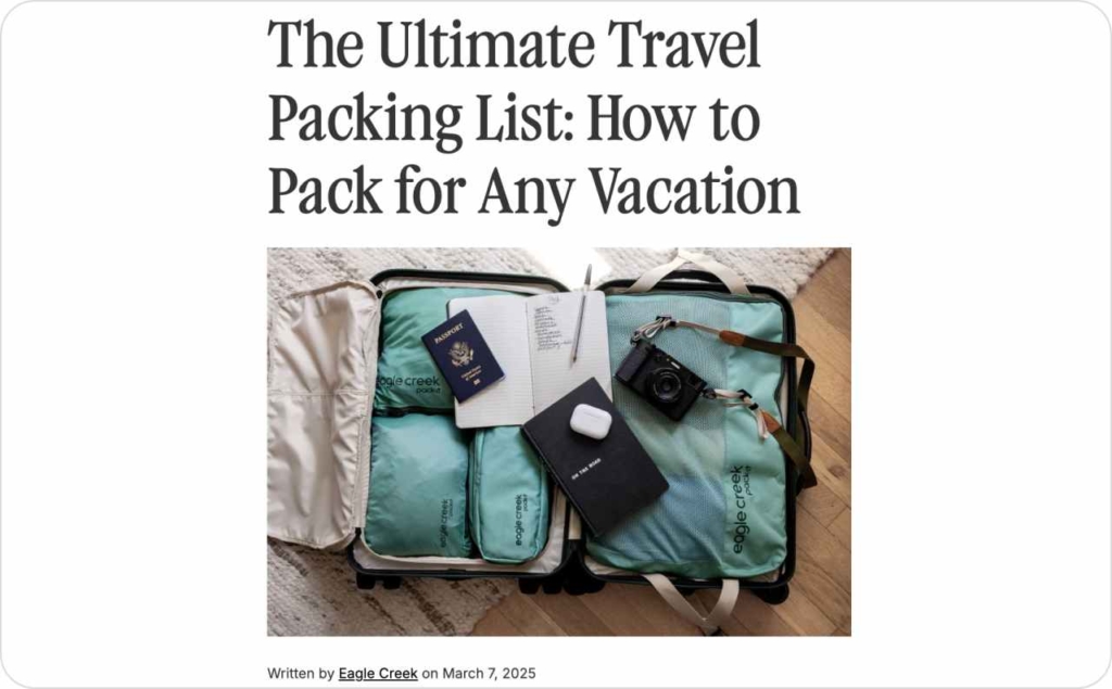 Eagle Creek travel packing list