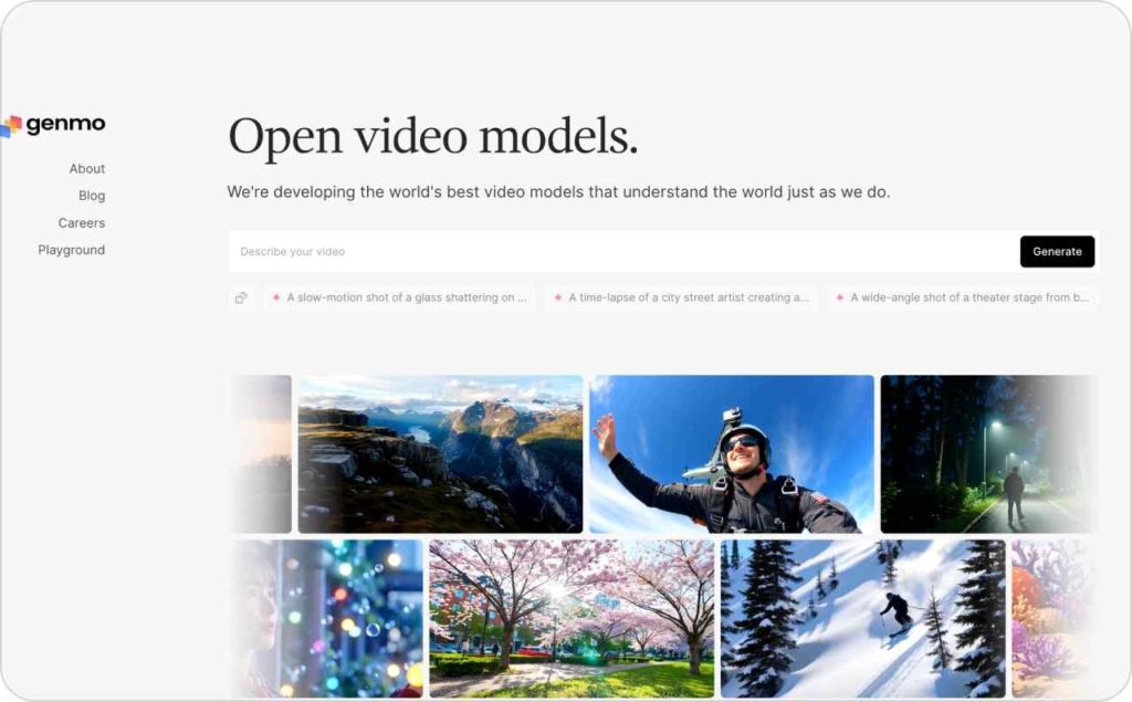 Genmo AI landing page screenshot