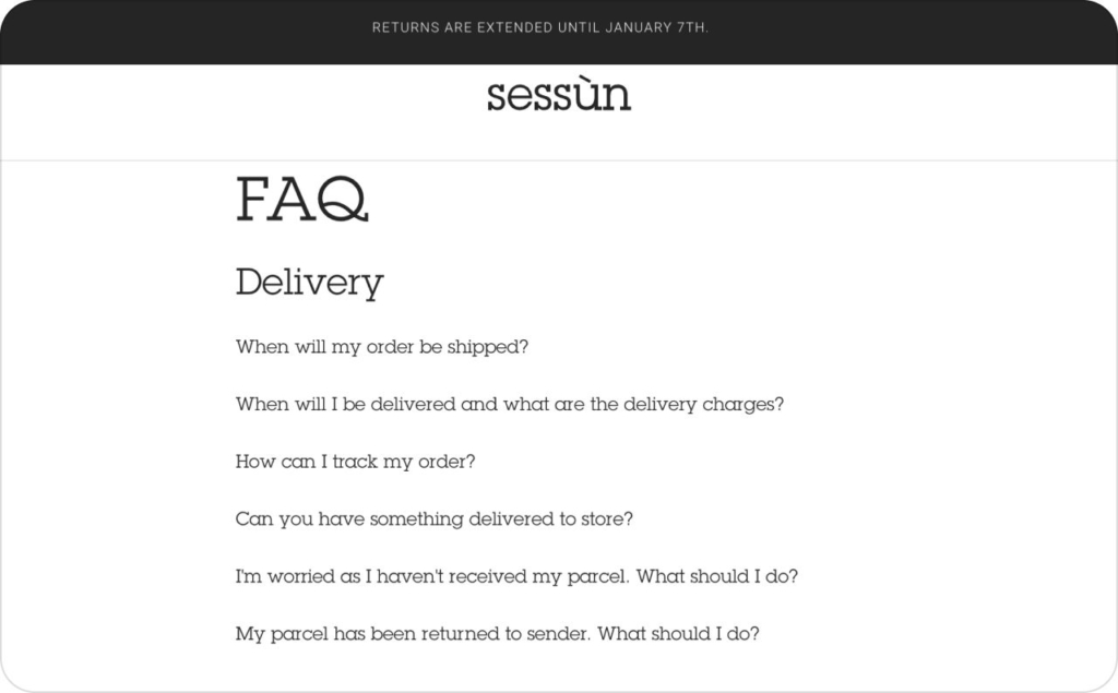 Sessùn FAQ section