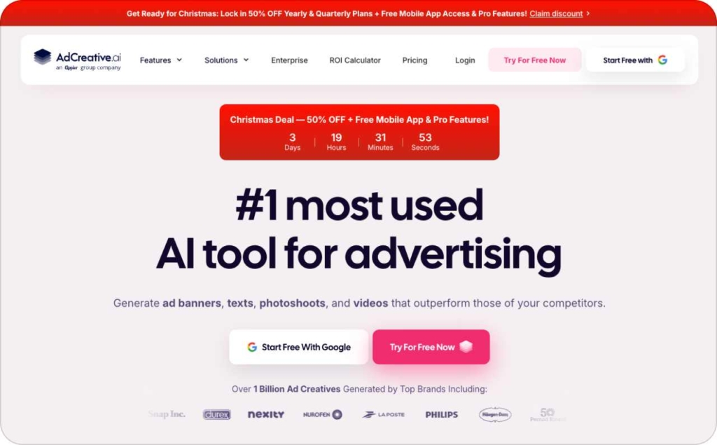 AdCreative.ai landing page screenshot