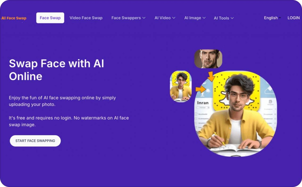 FaceSwap landing page screenshot