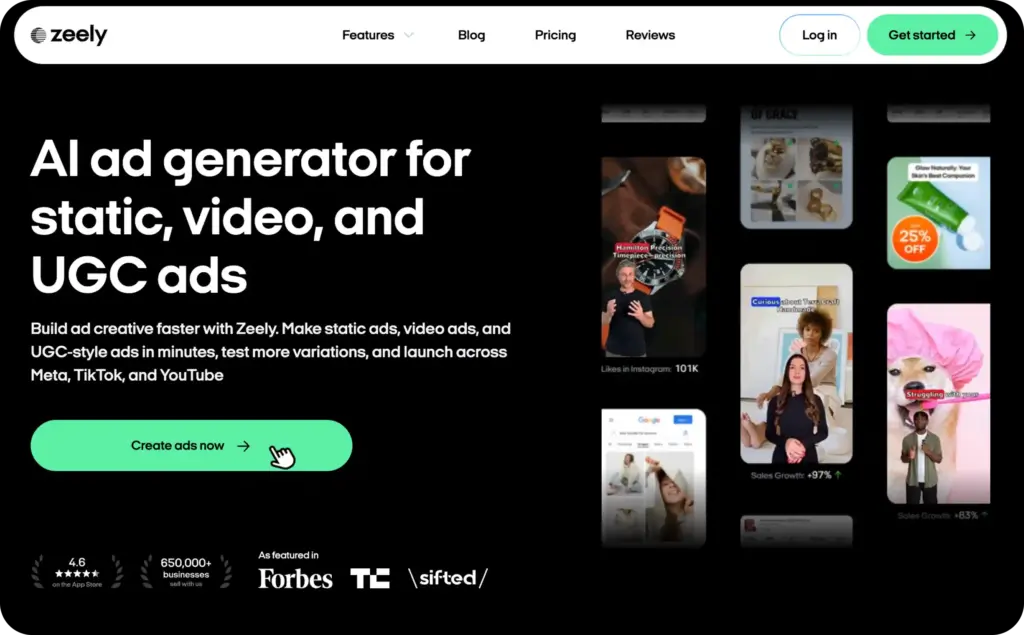Zeely AI landing page screenshot