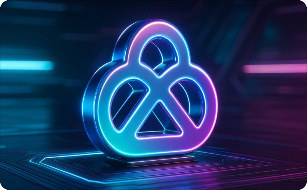 3D neon glowing AKOOL logo in a futuristic digital environment, symbolizing creative AI tools and AKOOL alternatives.