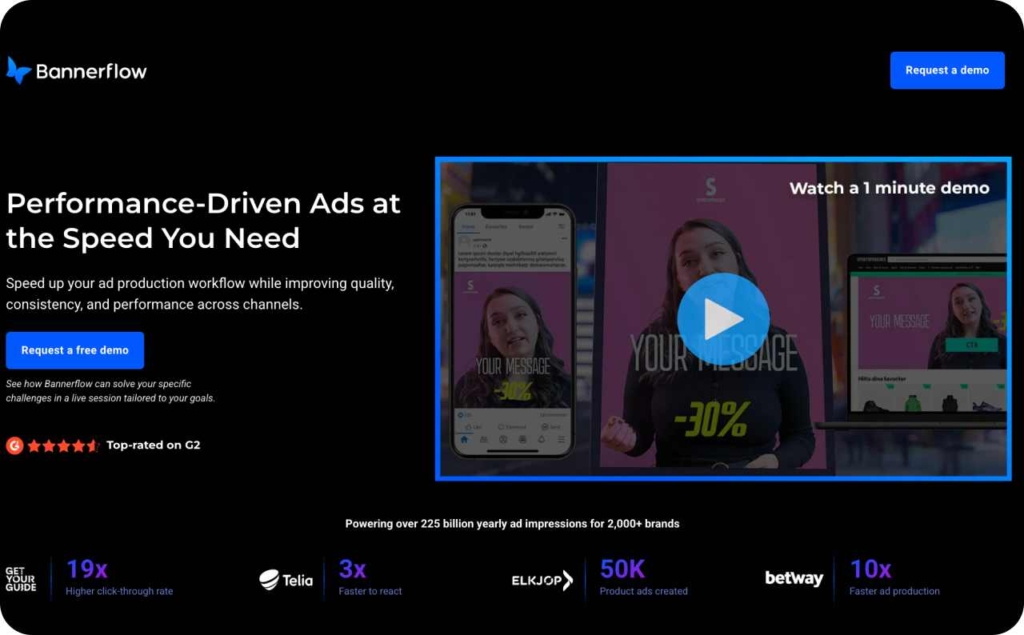 Bannerflow landing page