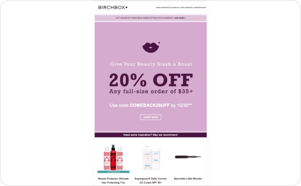 Birchbox email screenshot