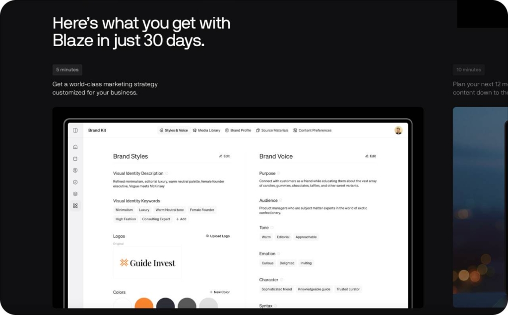 Blaze landing page screenshot