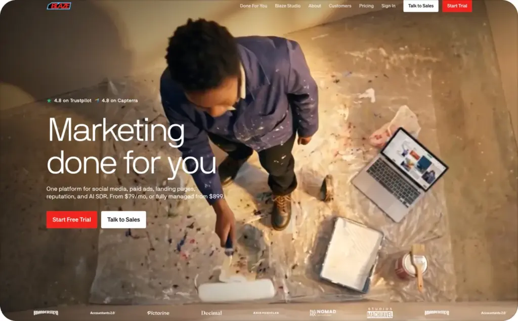 Blaze landing page