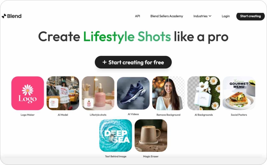 Blend landing page screenshot