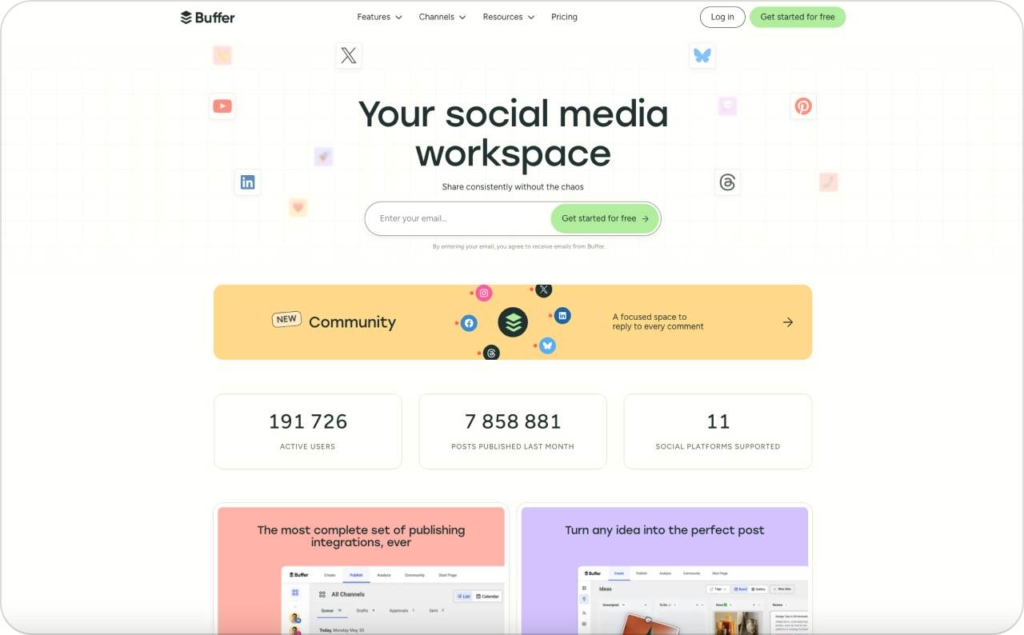 Buffer landing page screenshot
