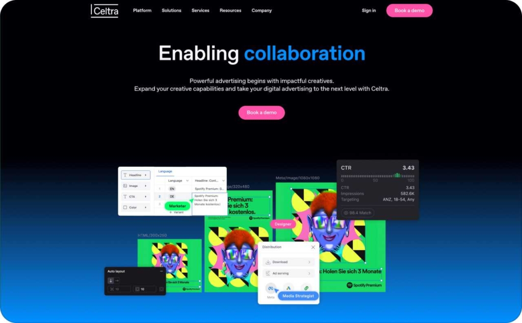 Celtra landing page screenshot