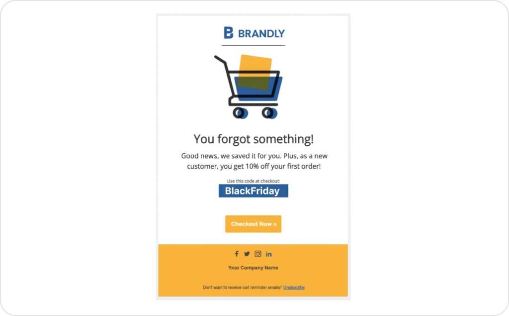 “Still in your cart” reminder example