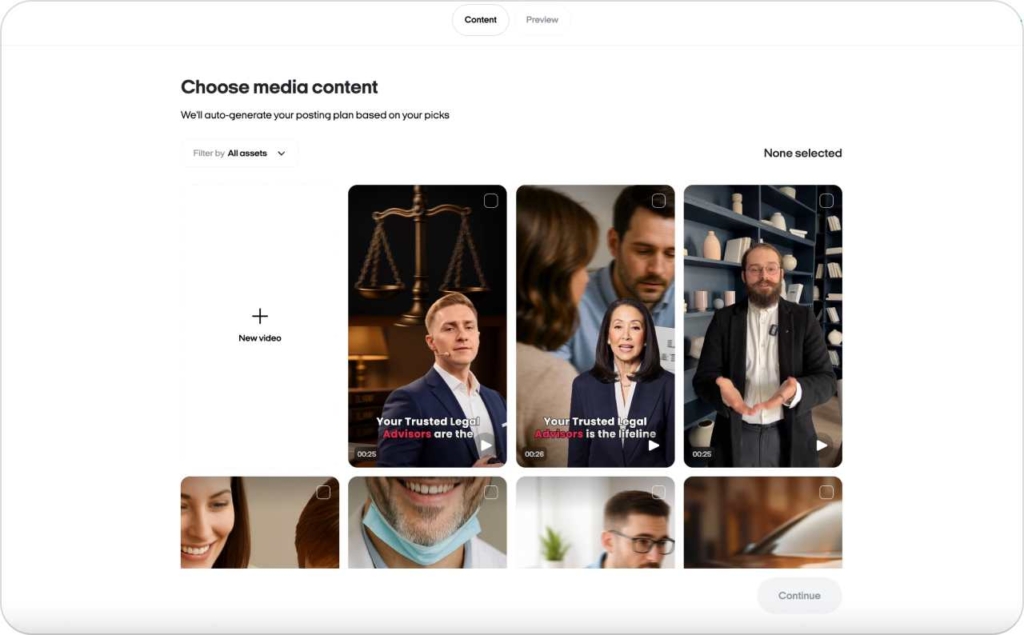 Screenshot of choosing media content for creating a viral campaign