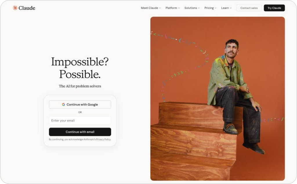 Claude landing page screenshot