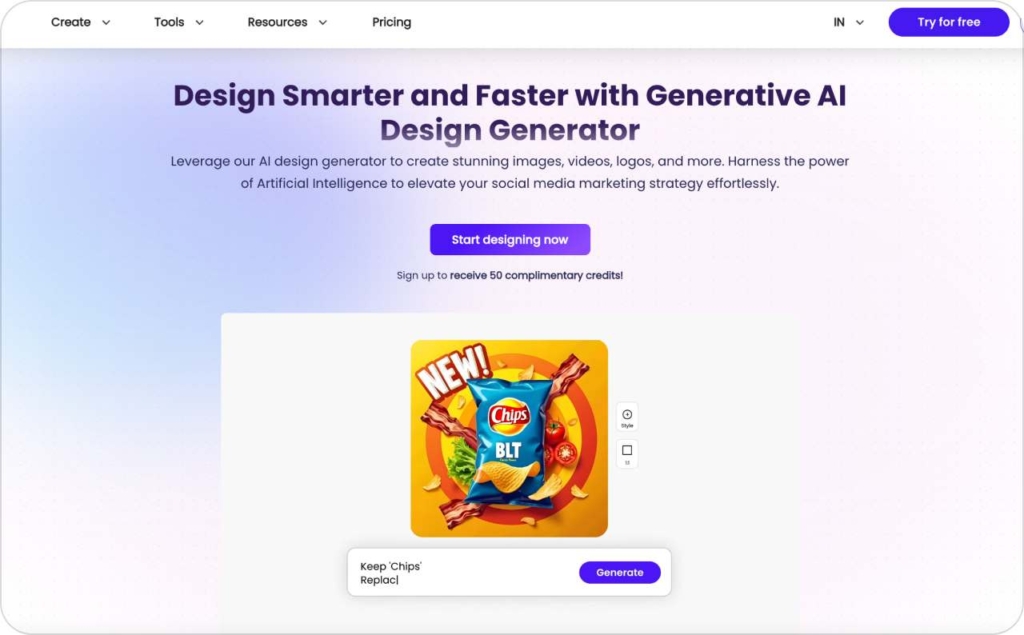 Designs.ai landing page screenshot