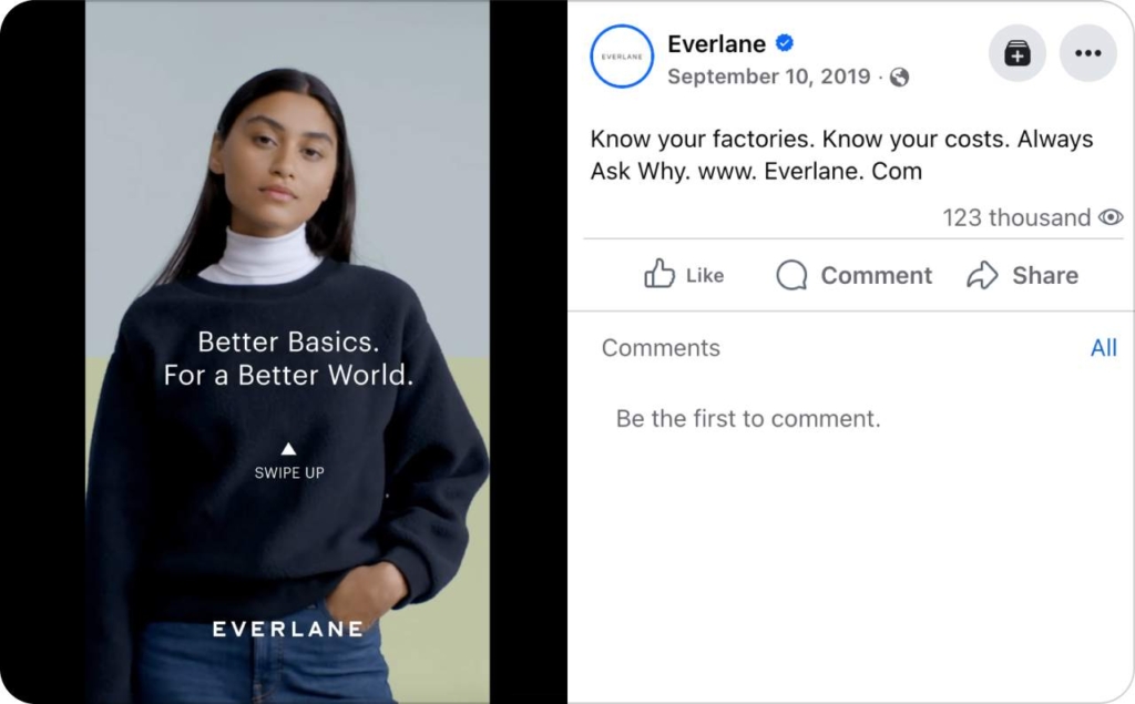 Everlane ad on Facebook