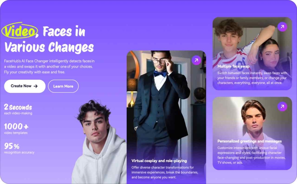 FaceHub landing page screenshot