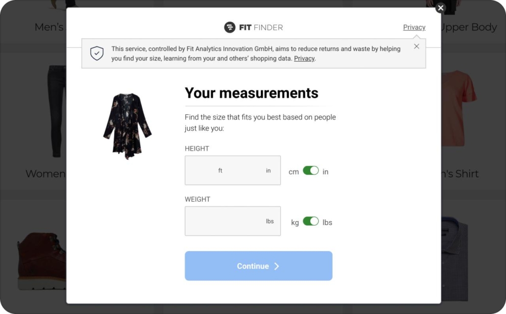 Fit Finder by Fit Analytics 