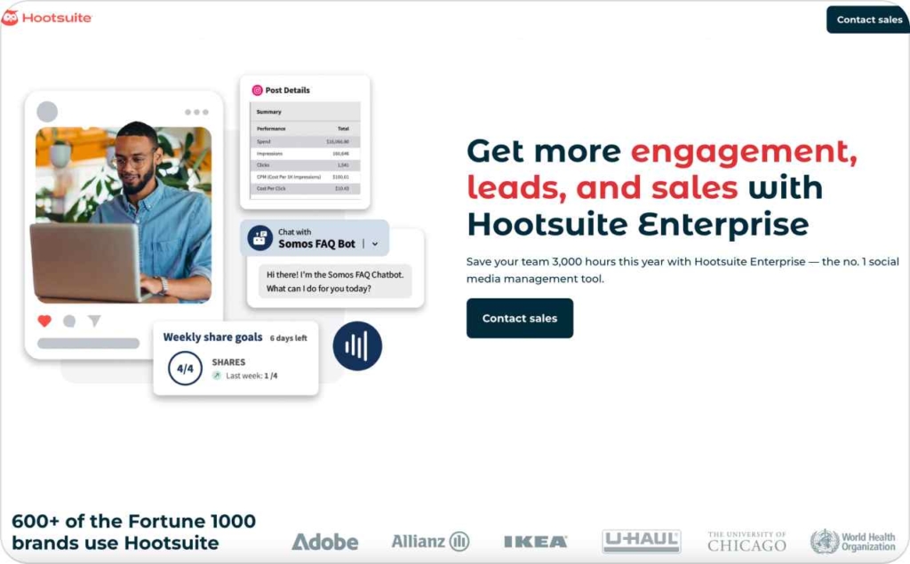 Hootsuite landing page screenshot