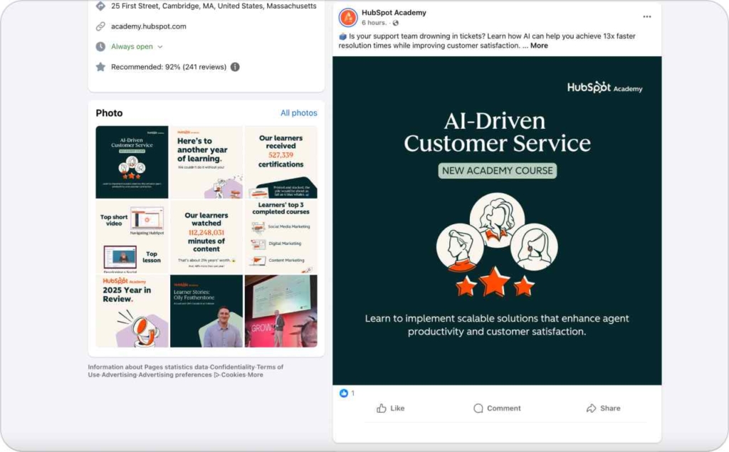 HubSpot Academy on Facebook
