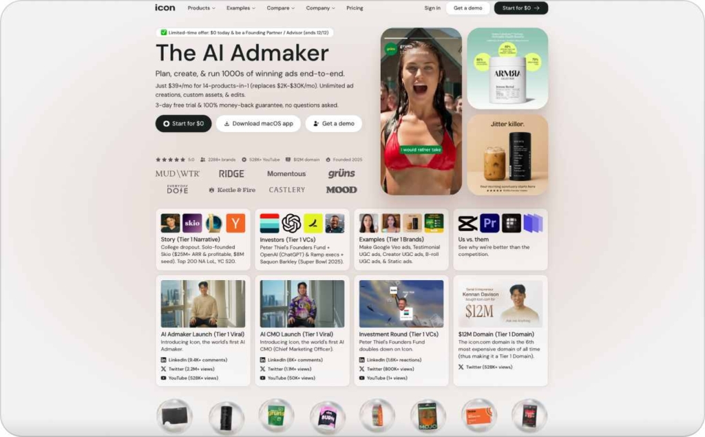Icon AI admaker landing page screenshot