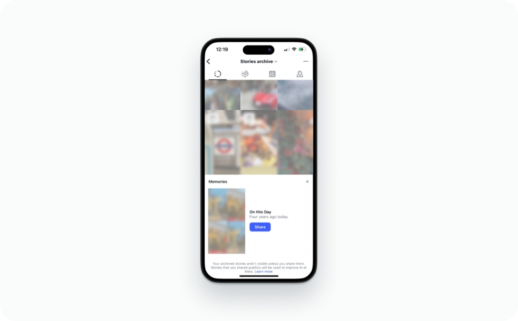 Memory stories on Instagram screenshot