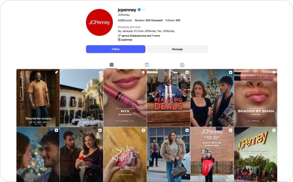 @jcpenney on Instagram screenshot