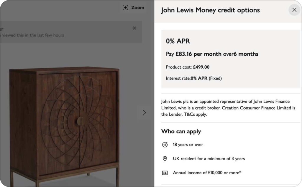 John Lewis credit options