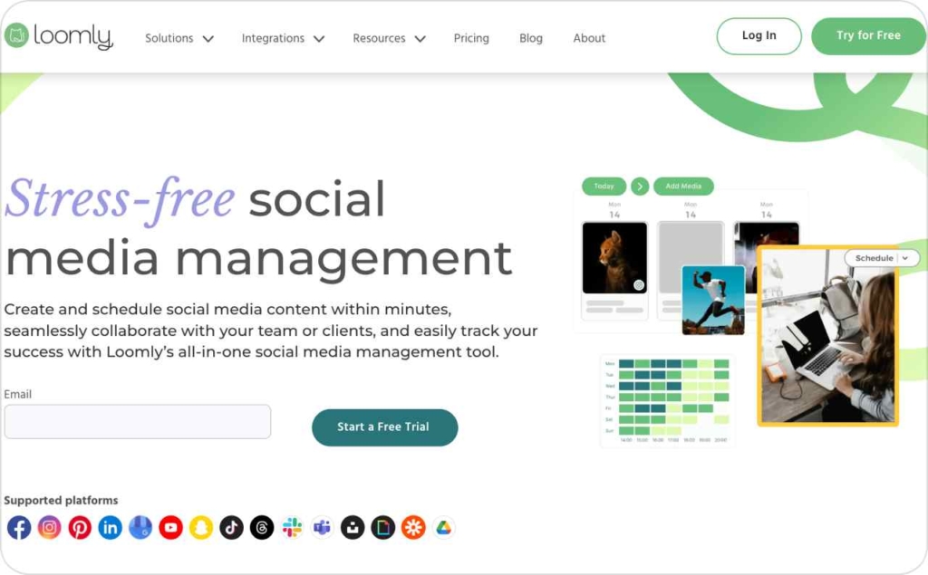 Loomly landing page screenshot