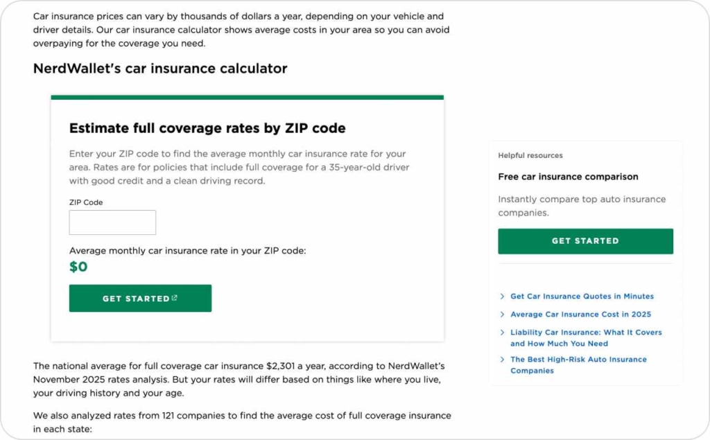 Nerd Wallet coverage estimation