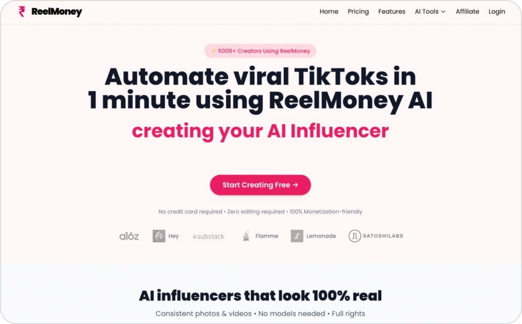 Real.Money landing page screenshot