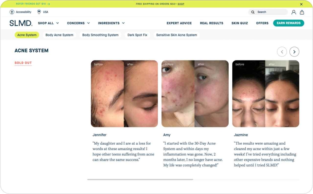 SLMD Skincare case study proof